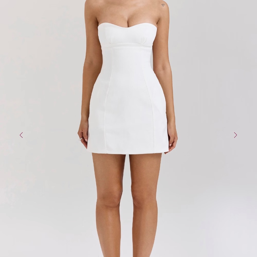 House of CB Mimi White strapless twill Mini Dress